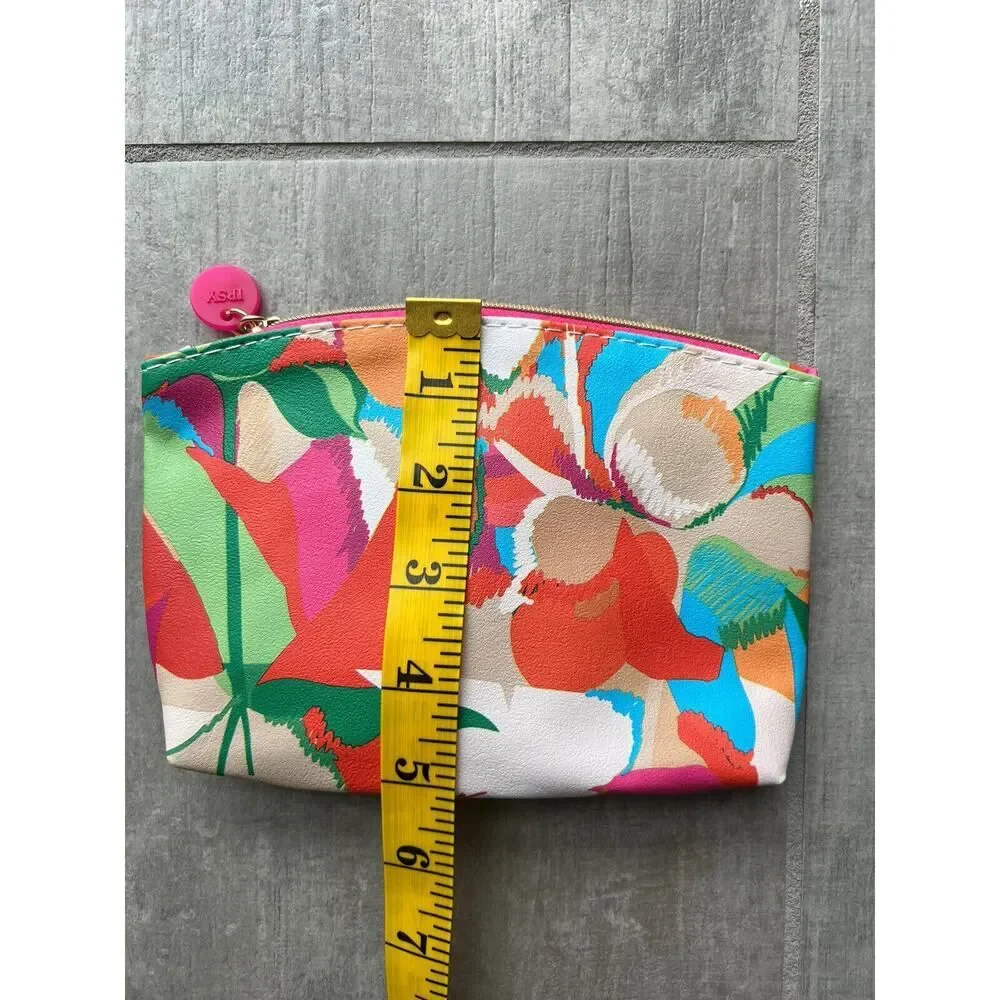 Ipsy Makeup Bag Zippered Pouch Wallet Clutch Bloom Flower Colorful Travel NEW